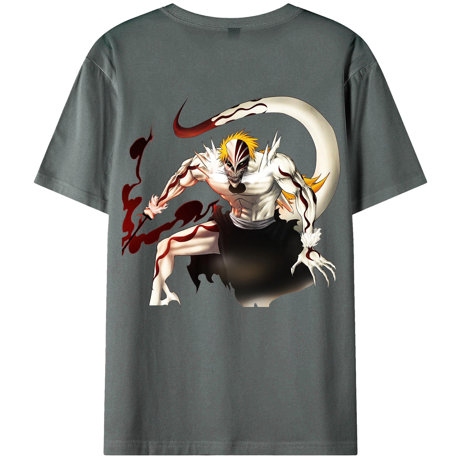 （画像用） ブリーチ 黒崎一護（くろさき いちご）BLEACH Kurosaki Ichigo 綿100％ メンズ半袖Tシャツ（バックプリント） 通気性